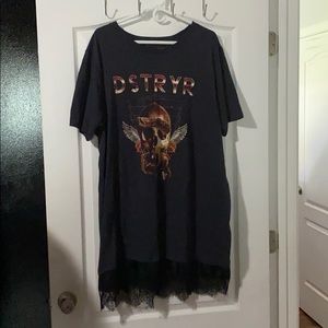 DSTRYR band tee dress off black or gray
